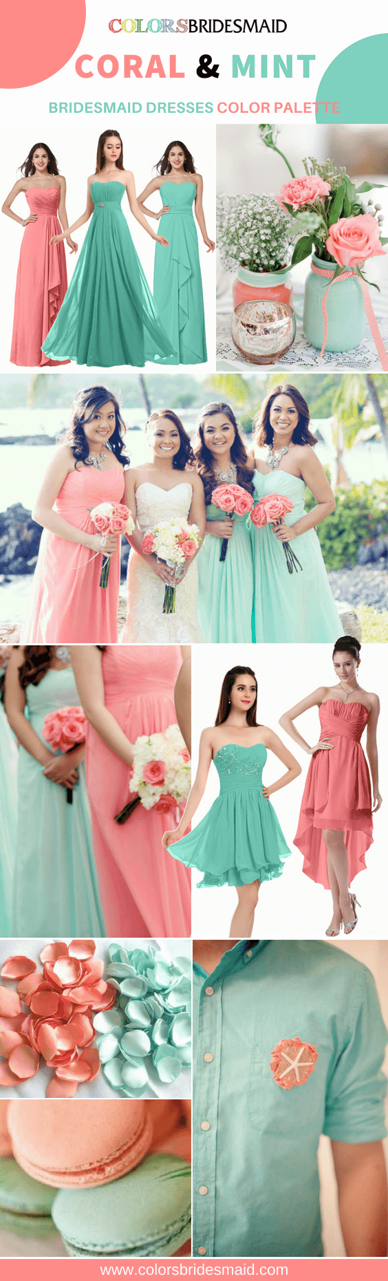 coral and mint bridesmaid dresses