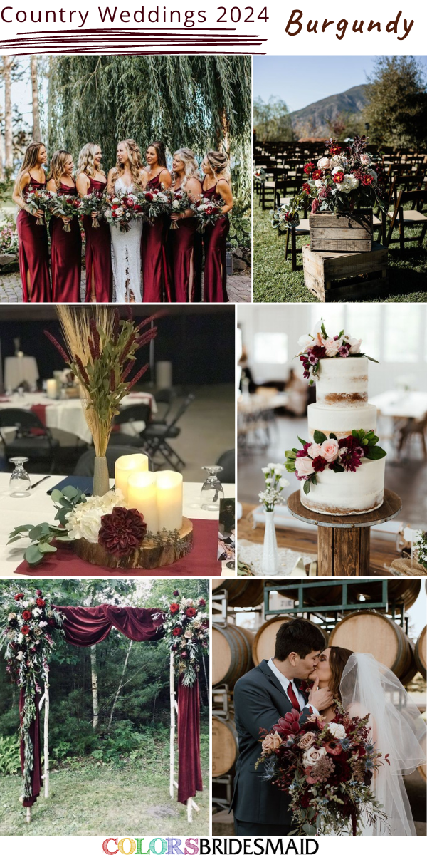 Top 8 Country Wedding Colors for 2024 - Burgundy