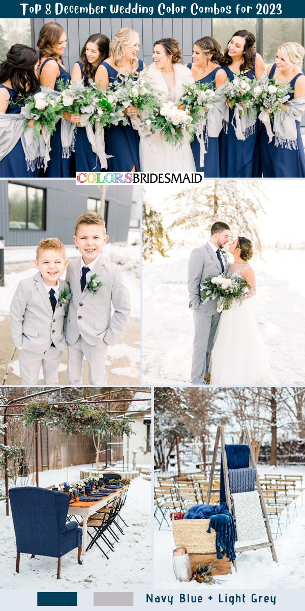 Top 8 December Wedding Color Combos for 2023 - Navy Blue + Light Grey