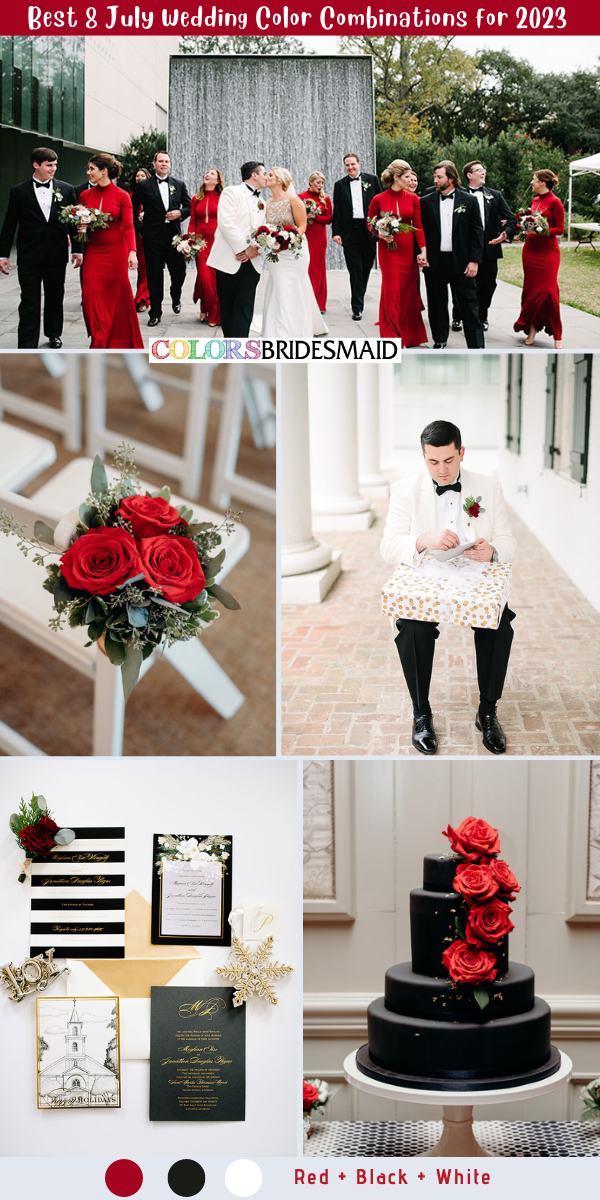 Top 8 December Wedding Color Combos for 2023 - Red + Black + White