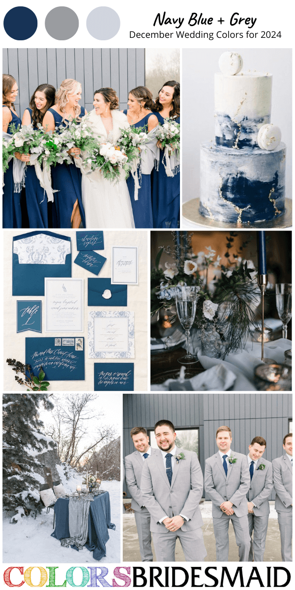 Best 8 December Wedding Color Schemes for 2024-Navy Blue and Grey