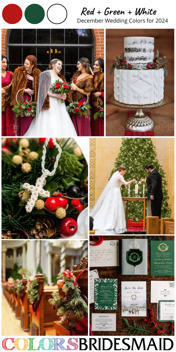 Best 8 December Wedding Color Schemes for 2024-Red, Green and White