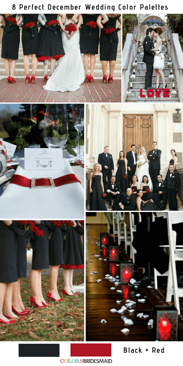 8 Perfect December Wedding Color Palettes Ideas for 2019 - Black and Red