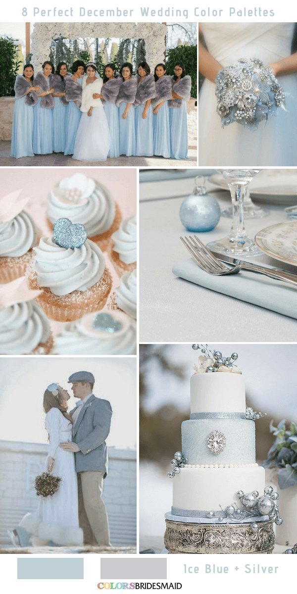 8 Perfect December Wedding Color Palettes Ideas for 2019- Ice Blue and Silver