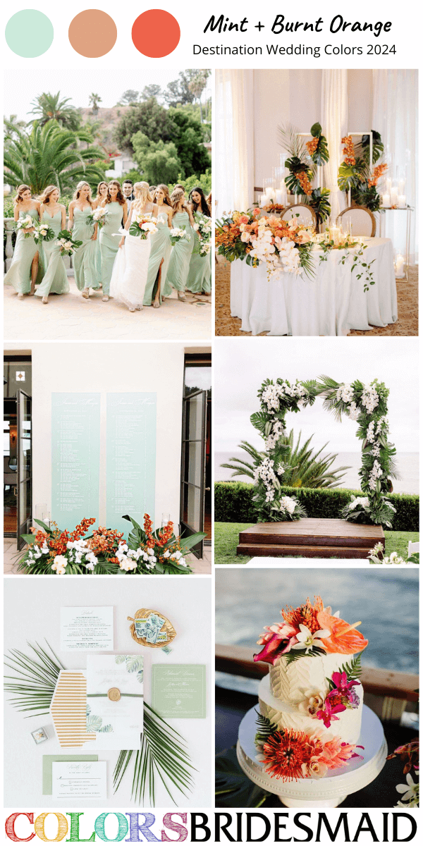 Top 8 Destination Wedding Color Combos 2024 for Mint Green and Burnt Orange