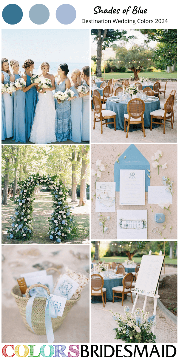 Top 8 Destination Wedding Color Combos 2024 for Shades of Blue
