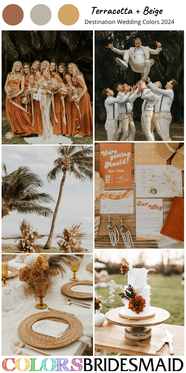 Top 8 Destination Wedding Color Combos 2024 for terracotta and beige