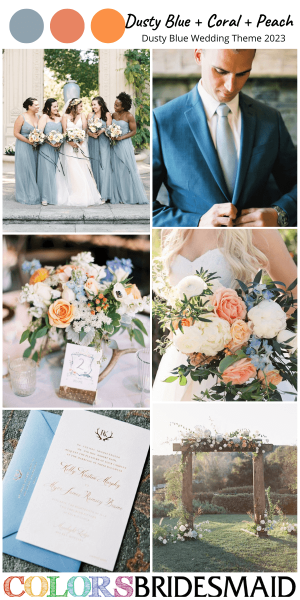 top 8 dusty blue wedding themes for 2023 dusty blue coral and peach