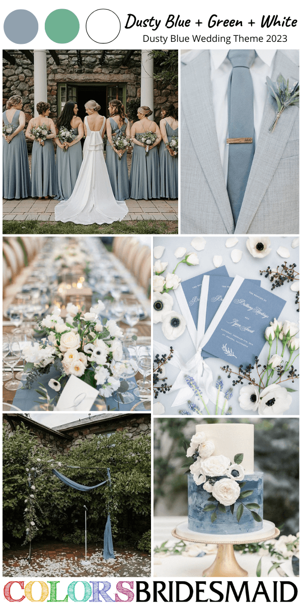 top 8 dusty blue wedding themes for 2023 dusty blue white and green