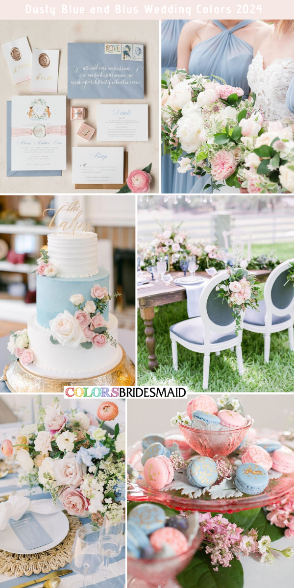 Lovely Dusty Blue Wedding Color Palettes for 2024 - Dusty Blue + Blush