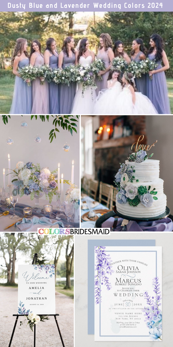 Lovely Dusty Blue Wedding Color Palettes for 2024 - Dusty Blue + Lavender