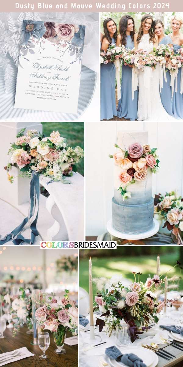 Lovely Dusty Blue Wedding Color Palettes for 2024 - Dusty Blue + Mauve