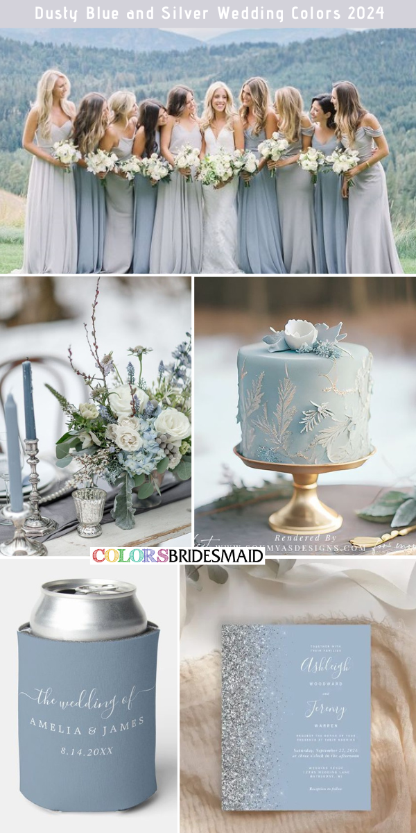 Lovely Dusty Blue Wedding Color Palettes for 2024 - Dusty Blue + Silver