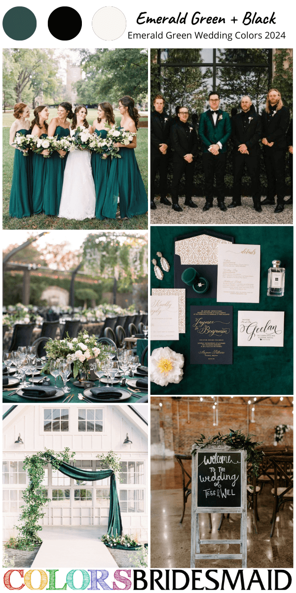 top 8 emerald green wedding color schemes for 2024 emerald green and black