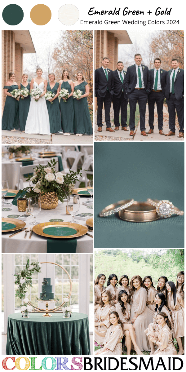 top 8 emerald green wedding color schemes for 2024 emerald green and gold