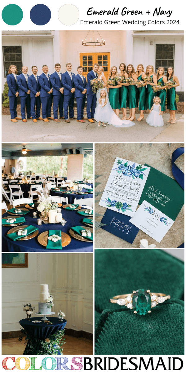 top 8 emerald green wedding color schemes for 2024 emerald green and navy blue