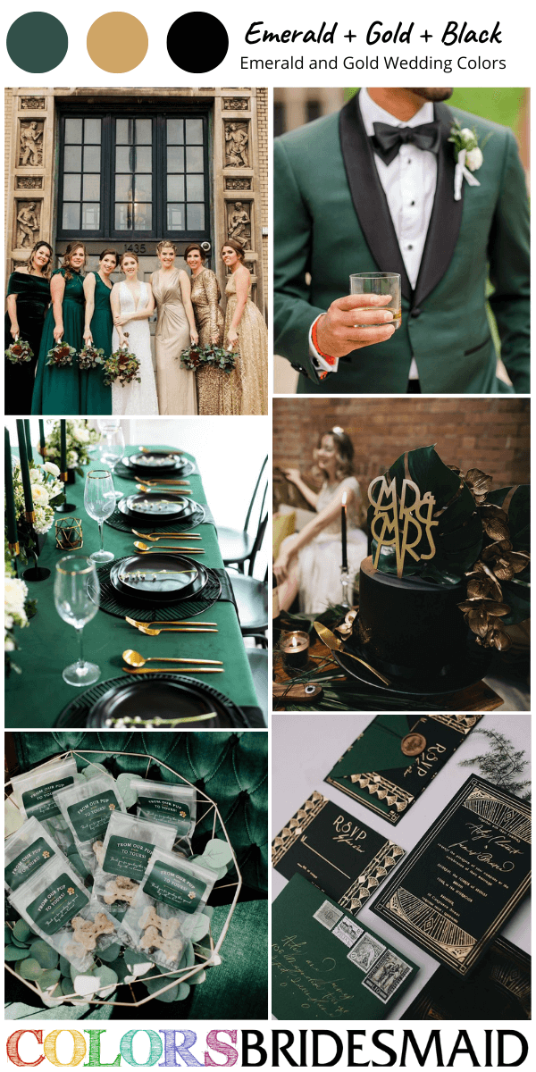 Top 8 Emerald Green and Gold Wedding Color Palettes for Emerald Green Gold and Black