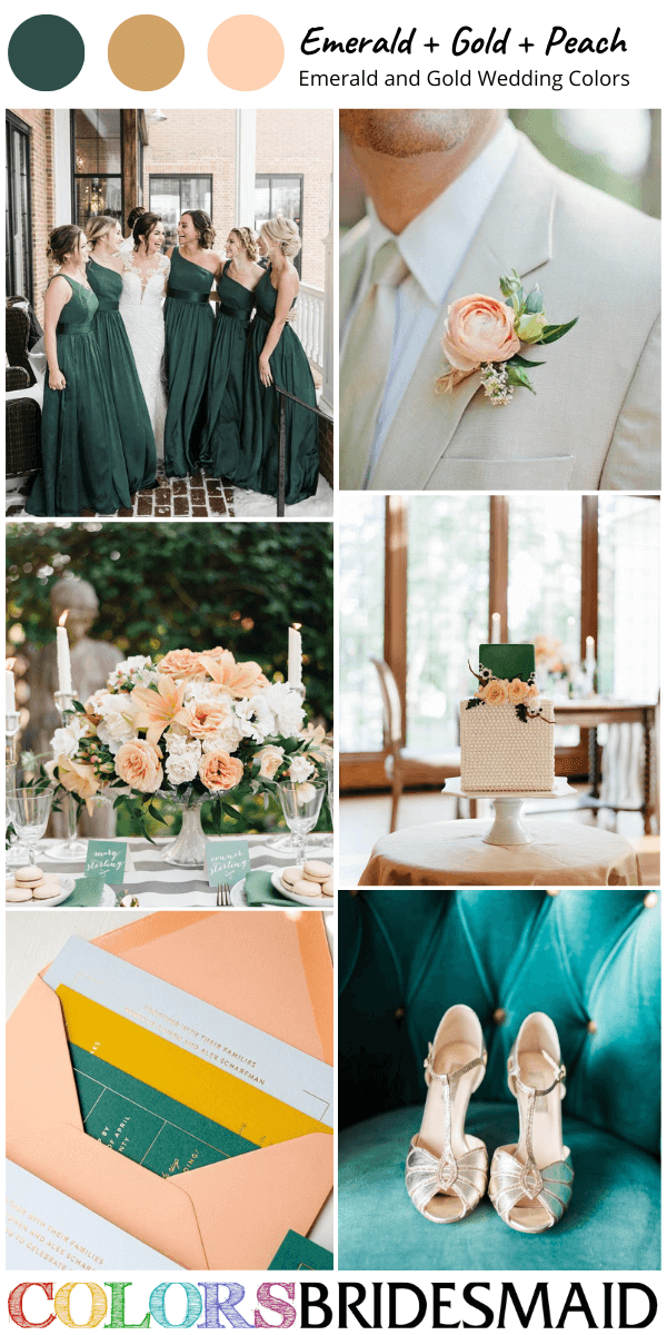 Top 8 Emerald Green and Gold Wedding Color Palettes for Emerald Green Gold and Peach