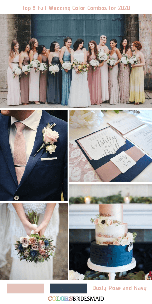 Fall Wedding Color combos for 2020- Dusty Rose + Navy