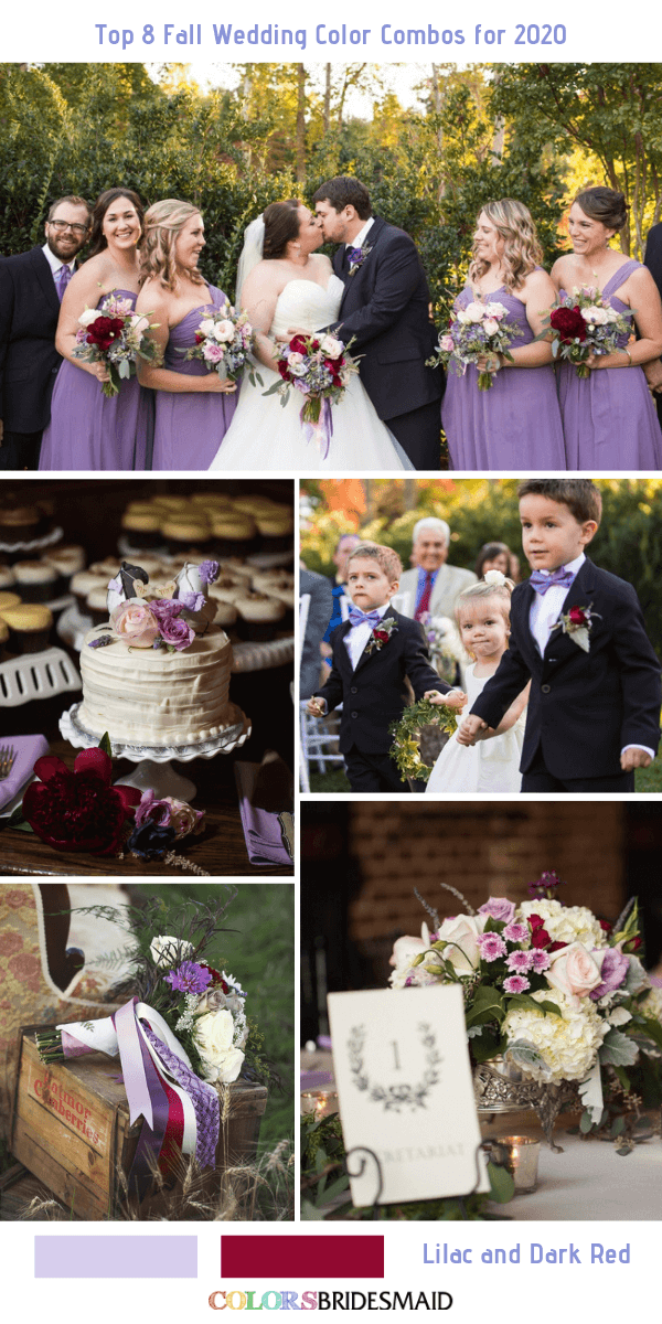 Fall Wedding Color combos for 2020- Lilac + Dark Red