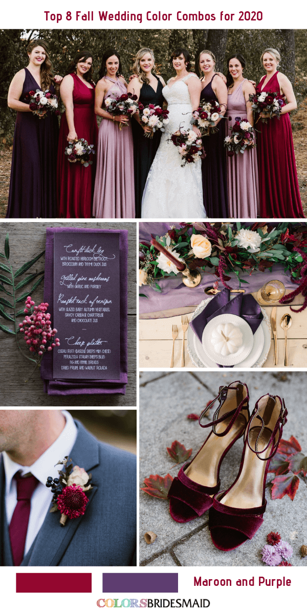 Fall Wedding Color combos for 2020- Maroon + Purple