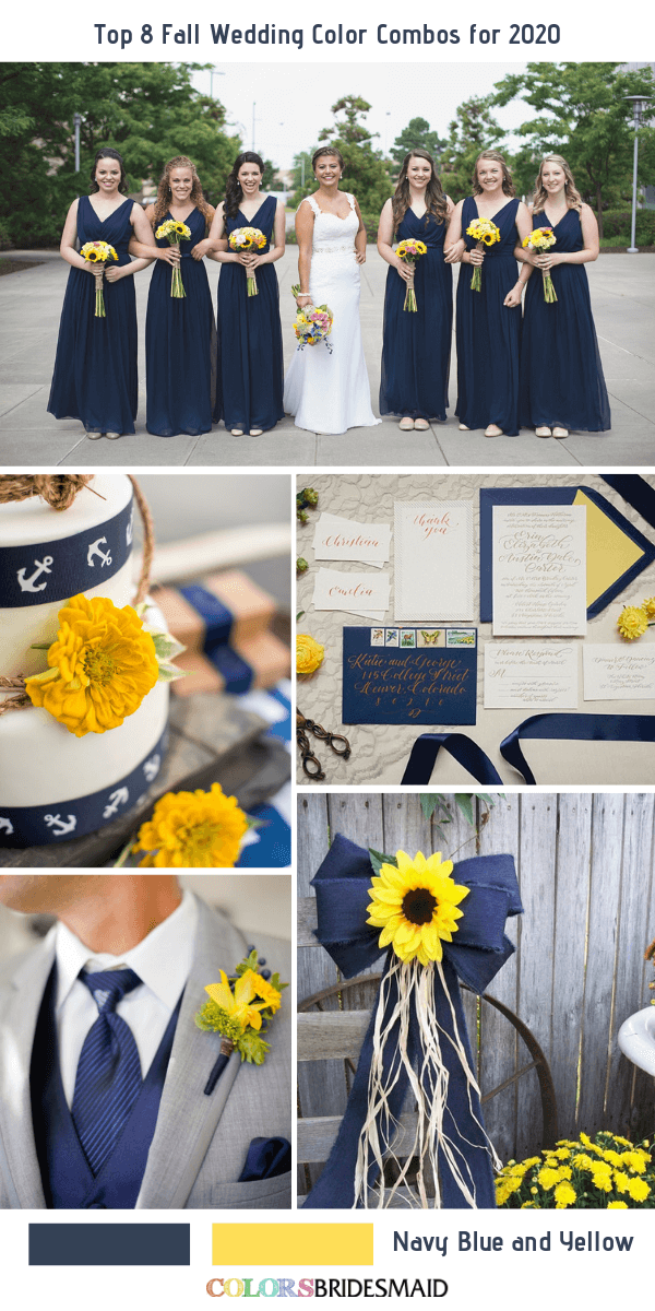 Fall Wedding Color combos for 2020- Navy Blue + Yellow