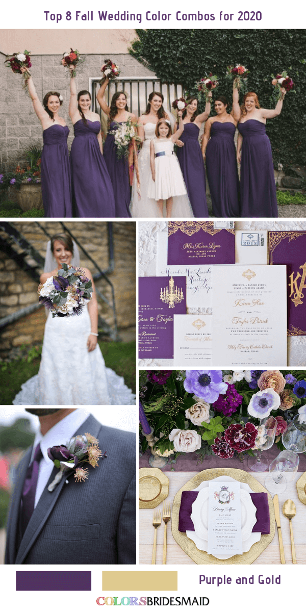 Fall Wedding Color combos for 2020- Purple + Gold