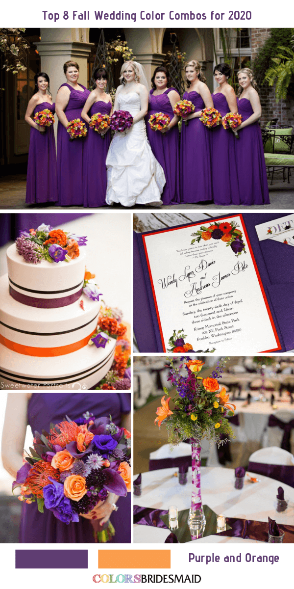 Fall Wedding Color combos for 2020- Purple + Orange
