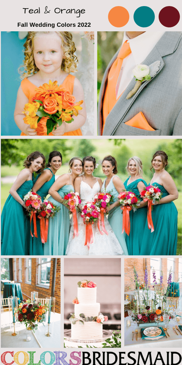 Fall Wedding Colors 2022 Teal and Orange