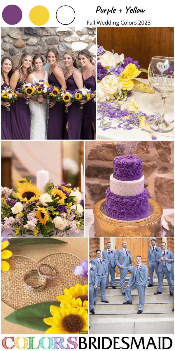 Fall Wedding Colors 2023 emerald purple and yellow