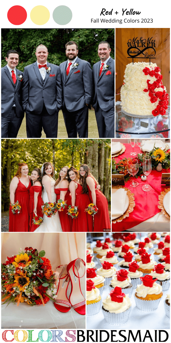 Fall Wedding Colors 2023 emerald red and yellow