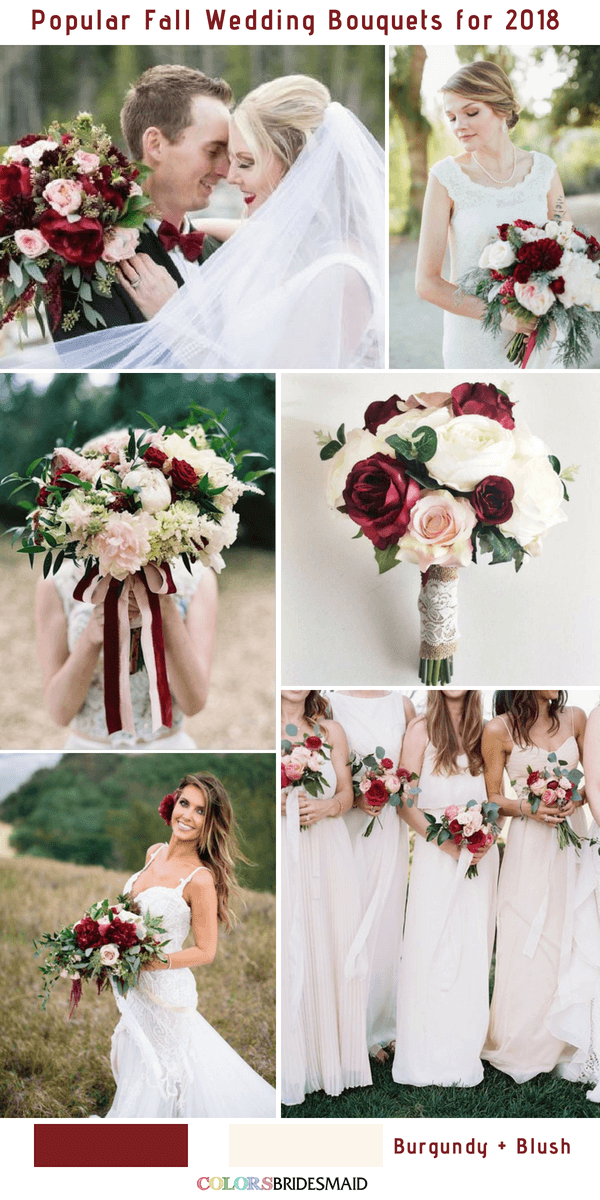Fall Wedding Bouquets - Blush and Burgundy