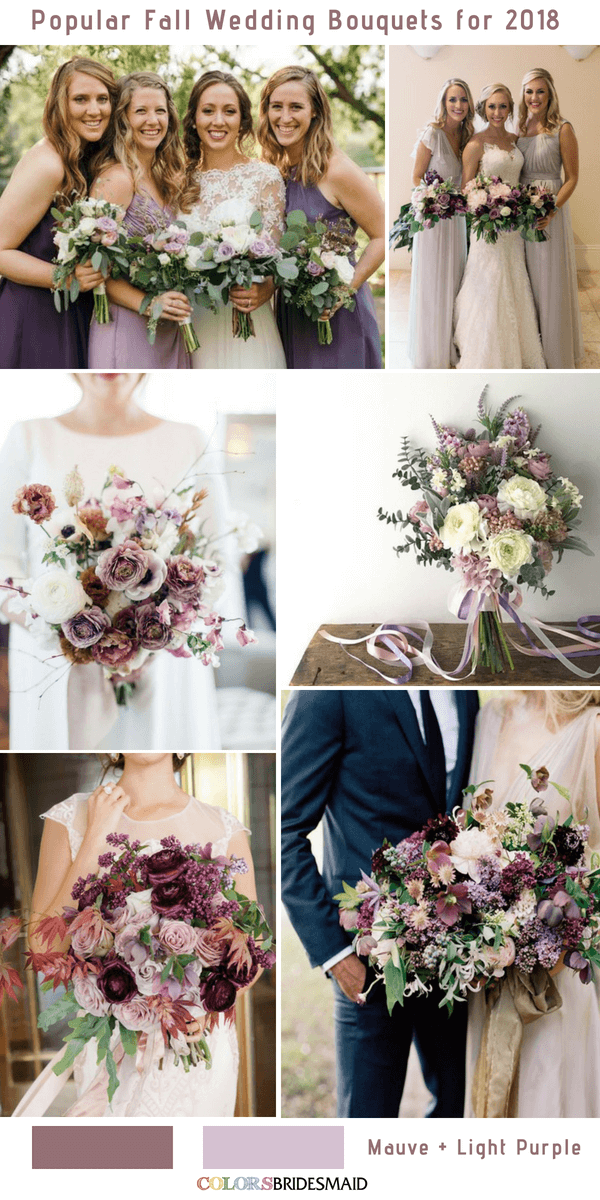 Fall Wedding Bouquets - Mauve and Light Purple