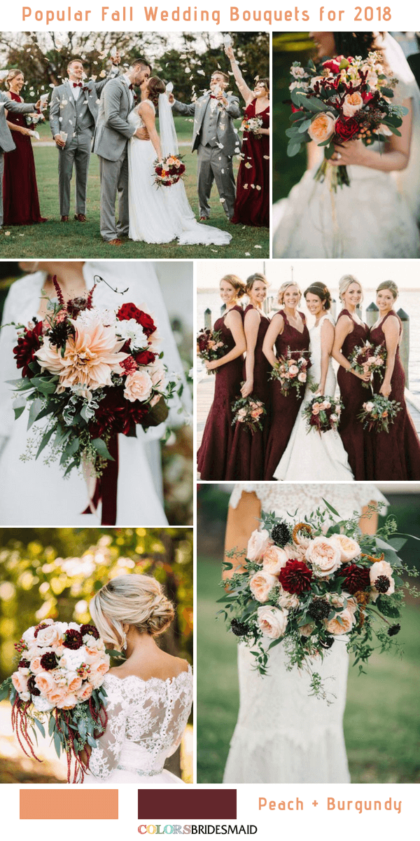 Fall Wedding Bouquets - Peach and Burgundy