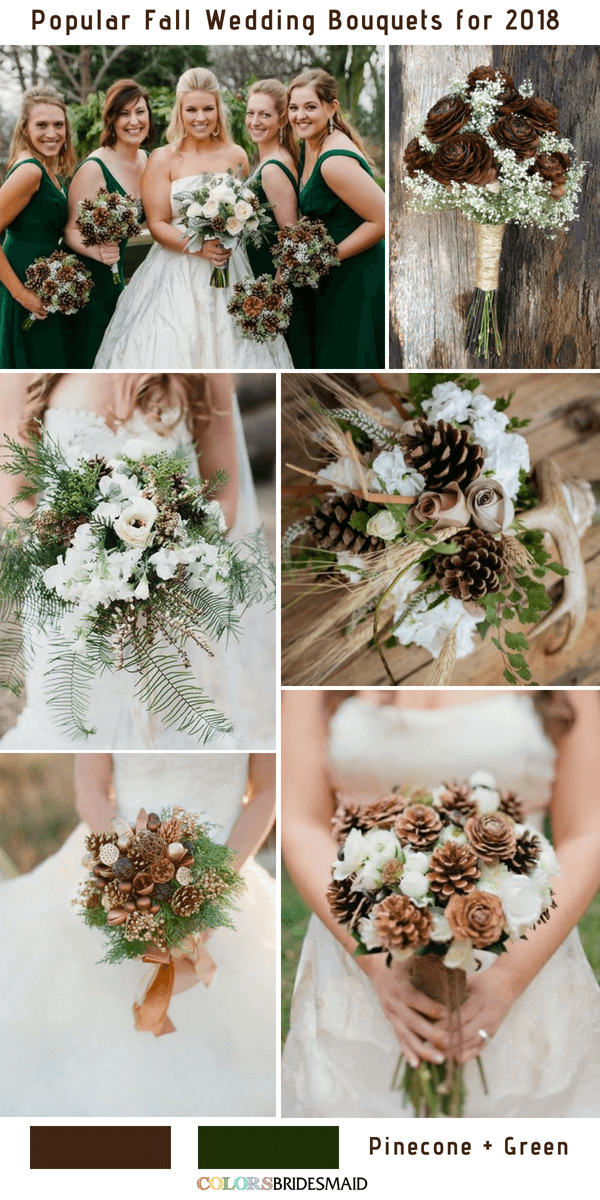 Fall Wedding Bouquets - Pinecone and Green