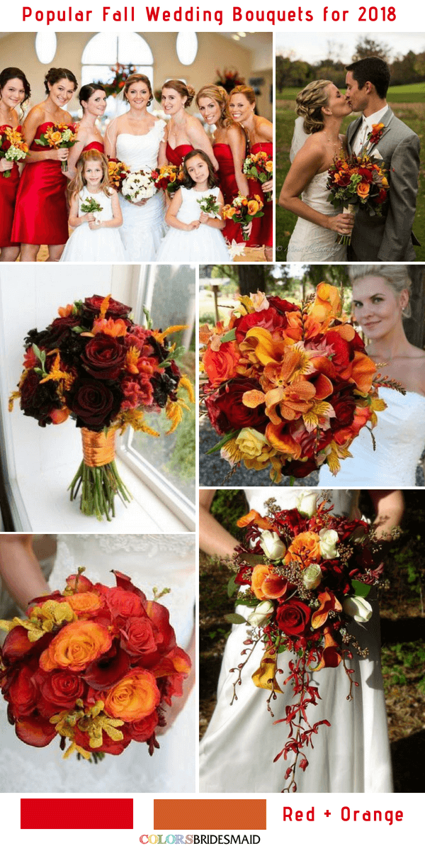 Fall Wedding Bouquets - Red and Orange