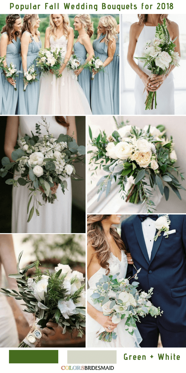 white and green bridesmaid bouquets