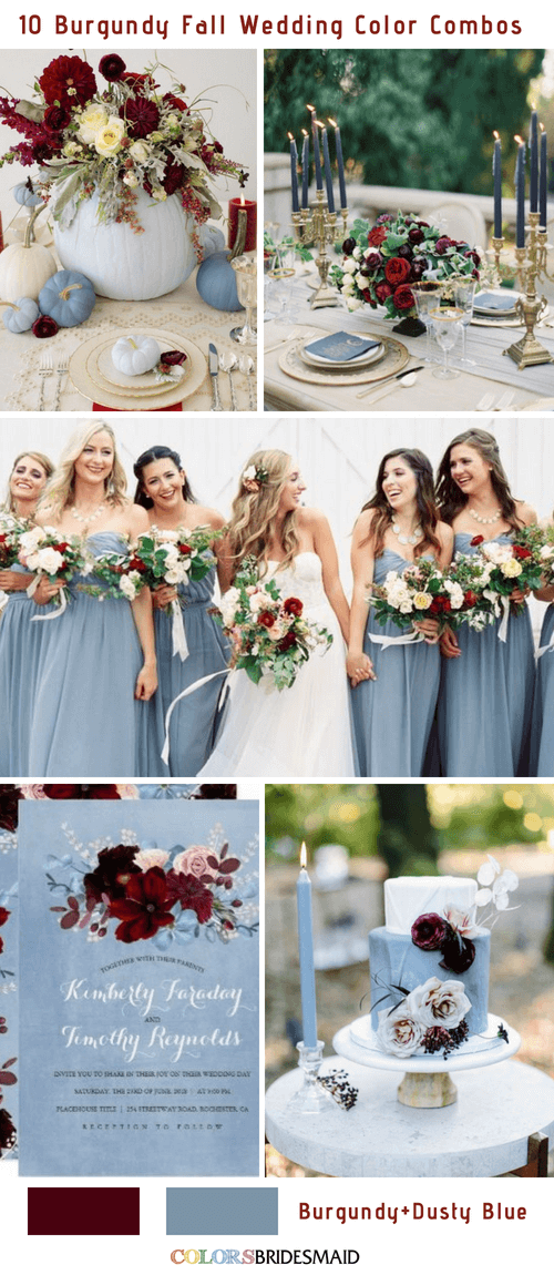 Fall wedding colors burgundy and dusty blue