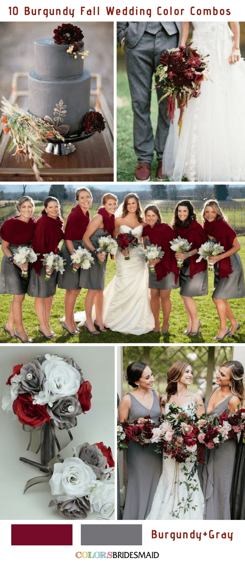 Fall wedding colors burgundy and gray