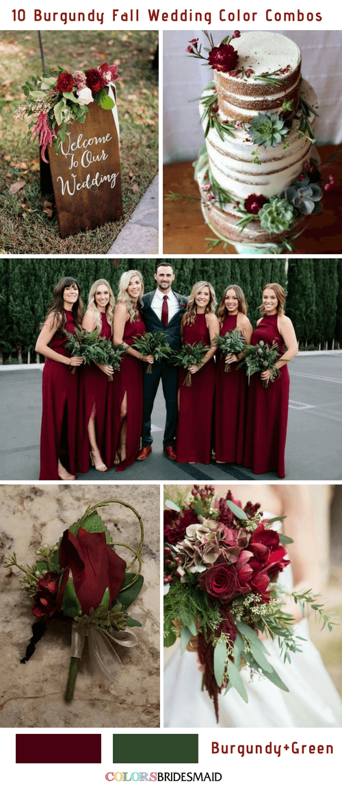 Fall wedding colors burgundy and green