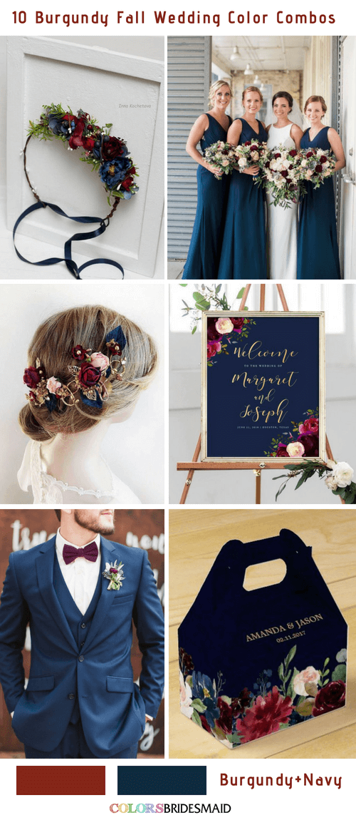 Fall wedding colors burgundy and navy blue