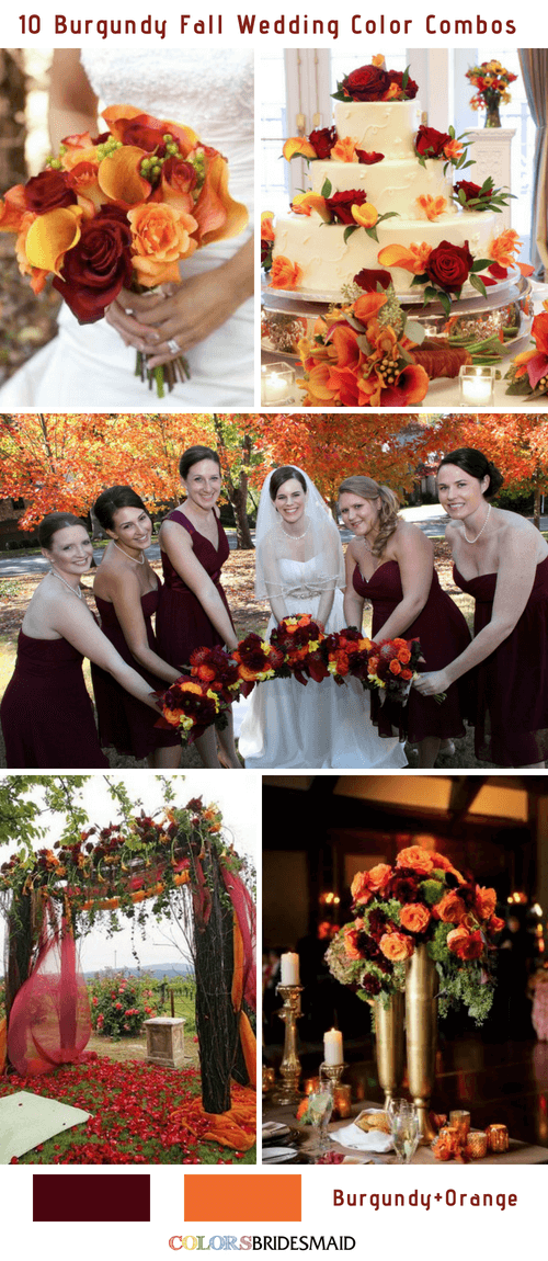 Fall wedding colors burgundy and orange