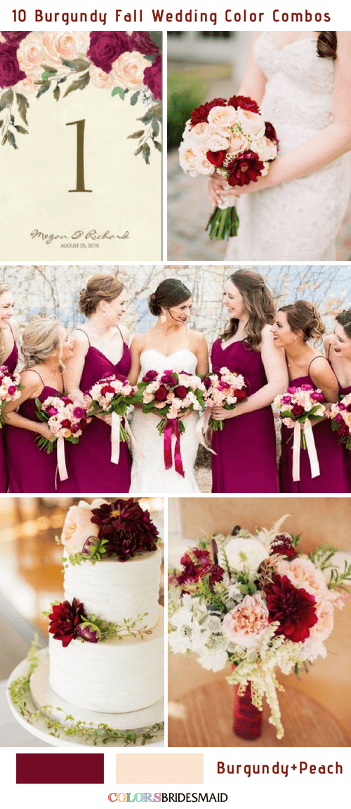 Fall wedding colors burgundy and peach