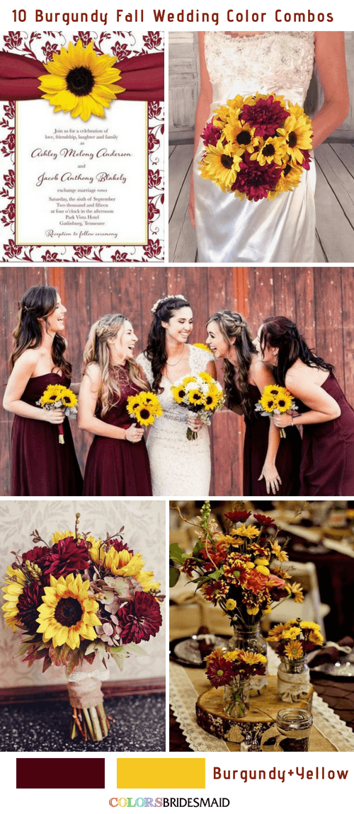 Fall wedding colors burgundy and yellow