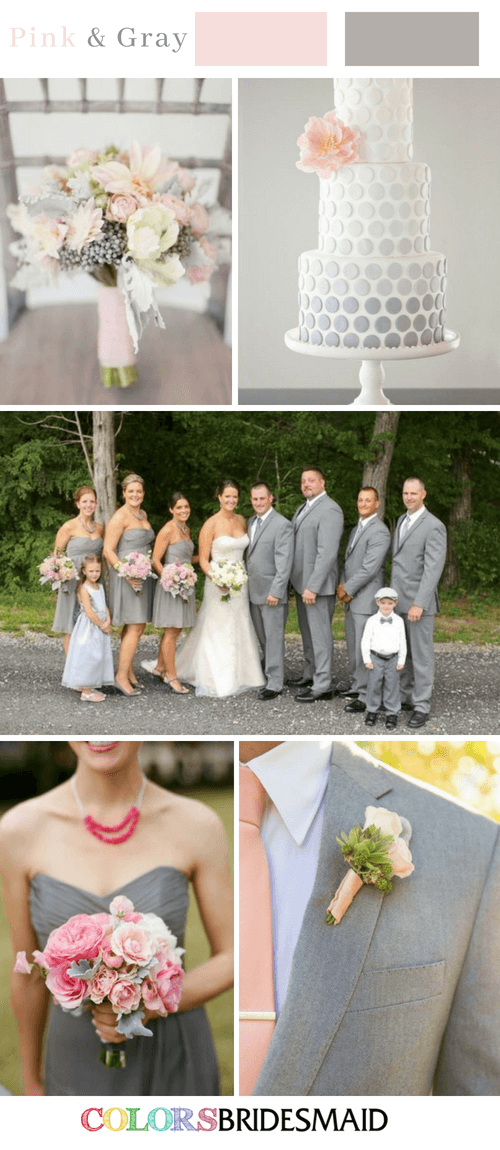 Fall wedding colors with pink and gray