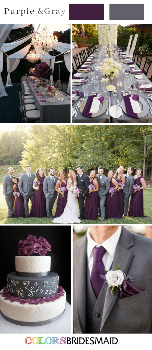 Fall wedding colors with purple and gray