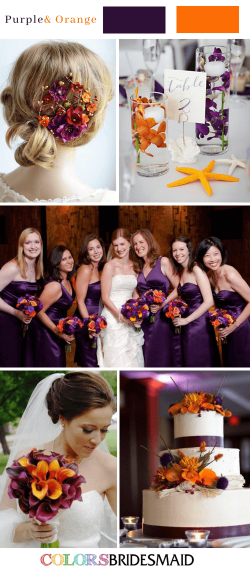 Fall wedding colors with purple and orange