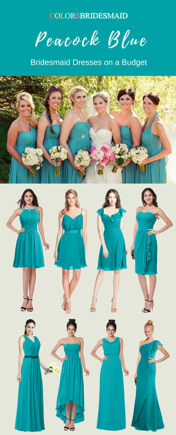 Fascinating Peacock Blue Bridesmaid Dresses in Fashionable Styles