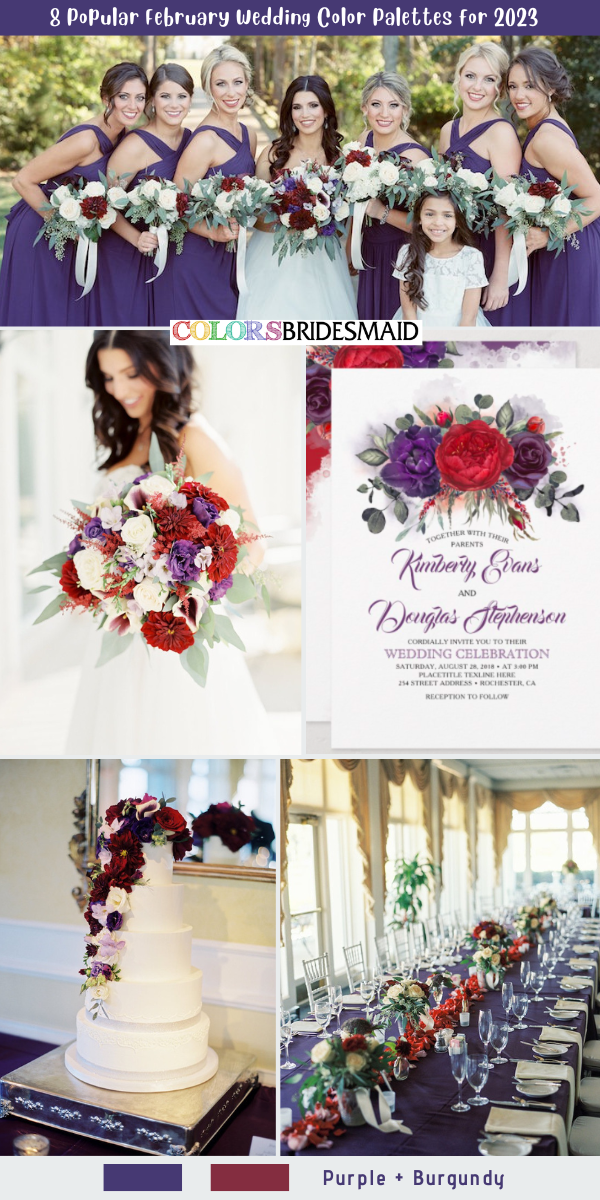 8 Popular February Wedding Color Palettes for 2023  - Purple + Burgundy