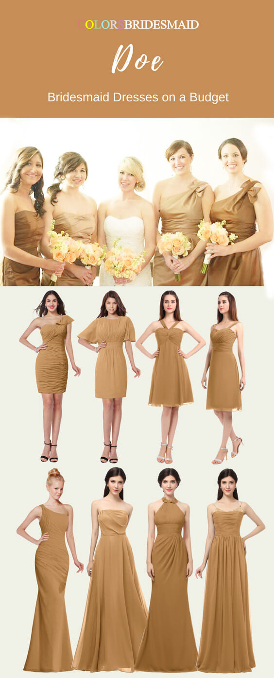 Great Styles of Bridesmaid Dresses in Doe Color